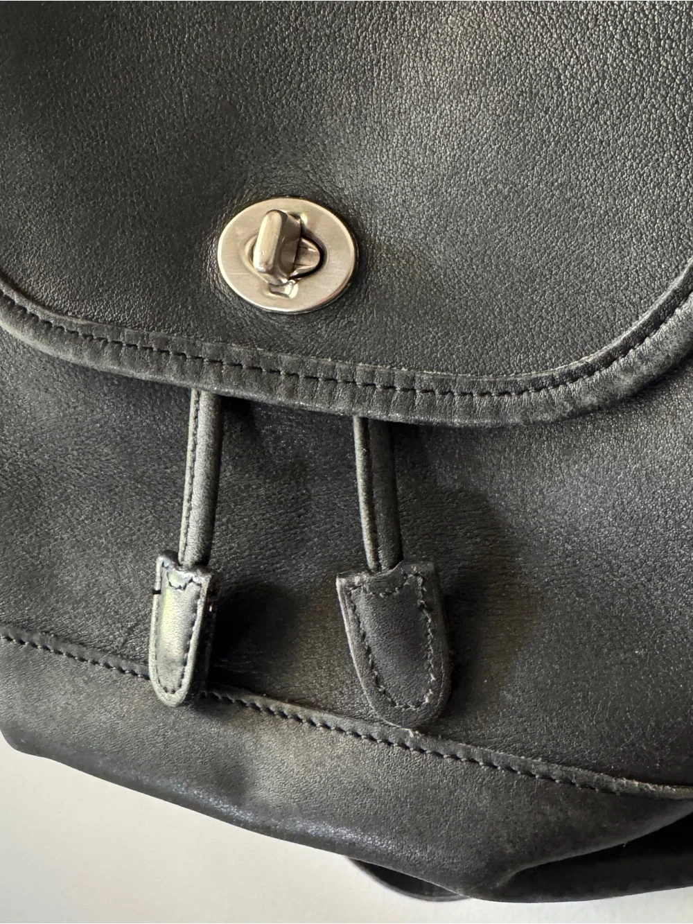 Vintage Coach Leather Backpack Purse in Black